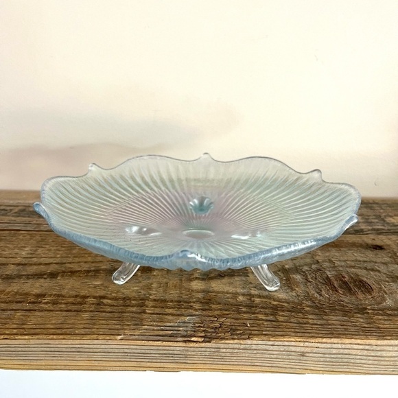Fenton blue carnival glass candy dish - Picture 2 of 6